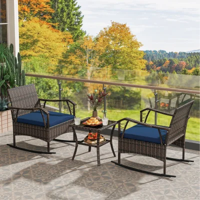 The Range 3 Pieces Rocking Bistro Set - Brown