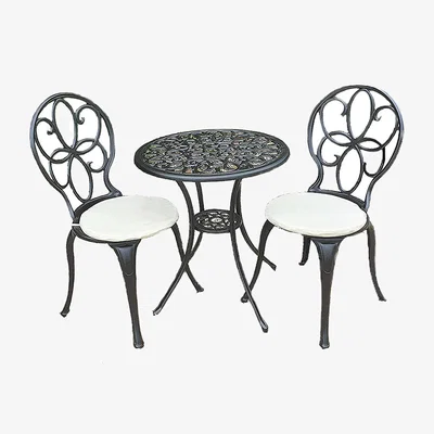 The Range Rayleigh Cast Aluminium Bistro Set - Black