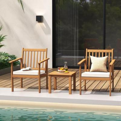 The Range 3 Pieces Acacia Wood Bistro Set with Cushions - Natural