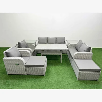 The Range Fimous 9-Piece PE Rattan Garden Set Light Grey - Light Grey