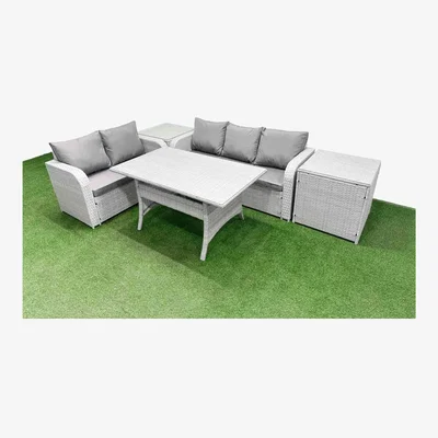 The Range Fimous 5-Seater PE Rattan Garden Furniture Set - Light Grey - Light Grey