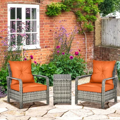 The Range 3 Piece PE Rattan Wicker Garden Furniture Set - Orange