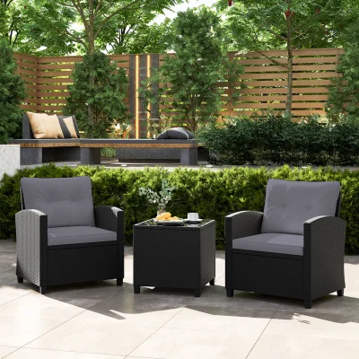 The Range 3 Piece Rattan Conversation Set - Grey