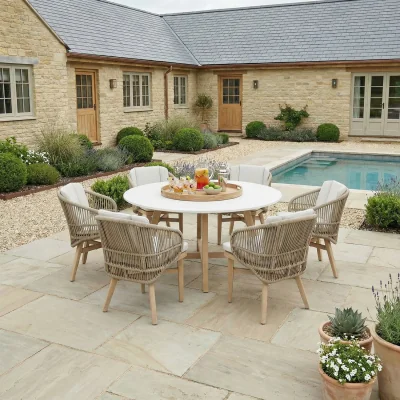 The Range Fairford 6 Seat Round Garden Dining Set - Light Grey