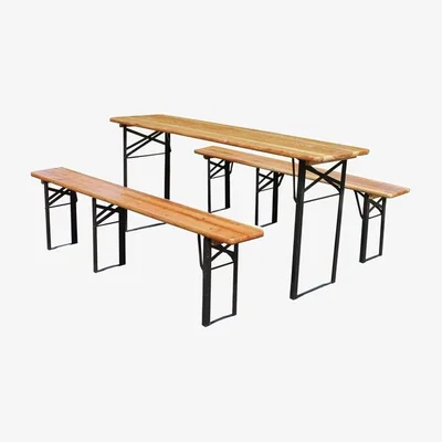 The Range Outdoor Wooden Folding Beer Table Bench Set - Natural