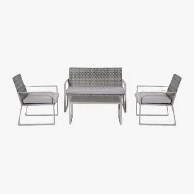 The Range Set of 4 PE Rattan Garden Bistro Furniture Set Grey - Grey