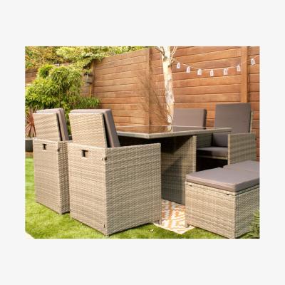 The Range 8-Seater Rattan Cube Garden Furniture Dining Set - Grey
