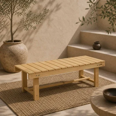 The Range Liveba 110cm Fir Wood Backless 2-Seater Garden Bench Set of 5 with Slatted Seats