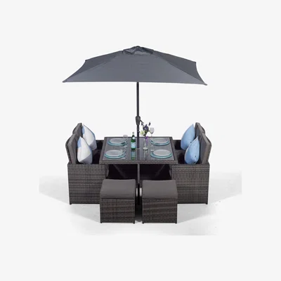 The Range Giardino 6 Seater Rattan Cube Dining Set - Brown