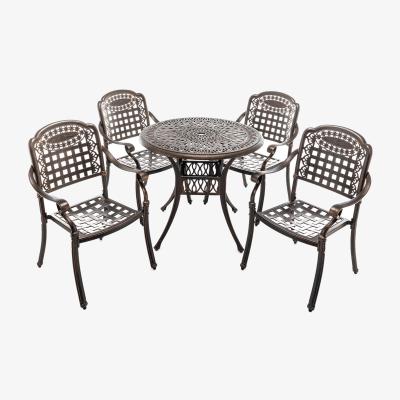 The Range Birchtree Garden Patio Cast Aluminum Table and 4 Chairs Set - Bronze