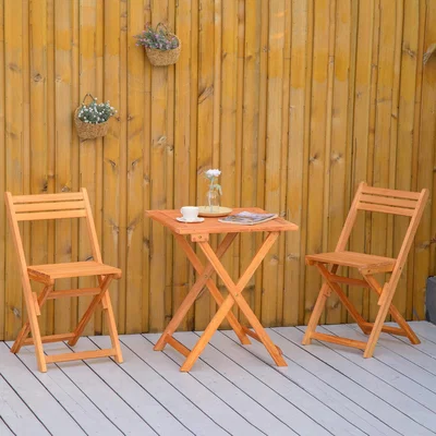 The Range 3Pcs Patio Bistro Set Garden Furniture Set Folding - Wood