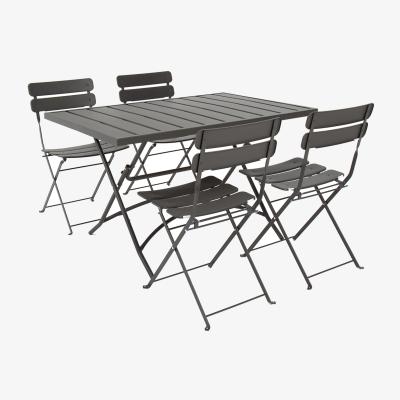 The Range Metal Powder Coated Rectangular 4 Seater Dining Set - Dark Grey - Grey