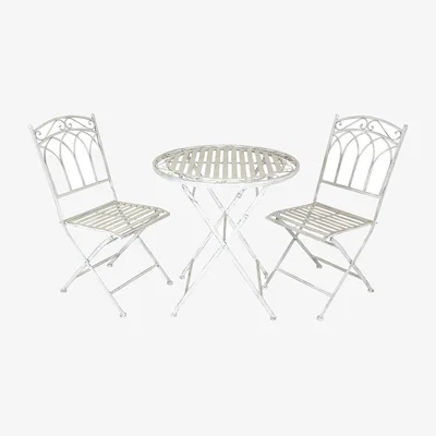 The Range Charles Bentley Rustic Wrought Iron Outdoor Bistro Set - White