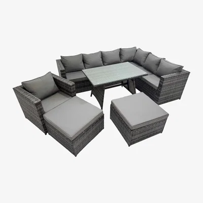 The Range Fimous Rattan Garden Furniture Set 9-Seat Dark Grey Mixed - Dark Grey Mixed
