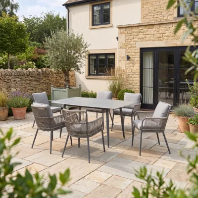 The Range Westcott 6 Seat Garden Dining Set with Rectangular Table - Grey