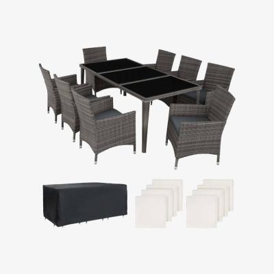 The Range Rattan Garden Furniture Set Monaco Aluminium with Protective Cover - Nature - Nature