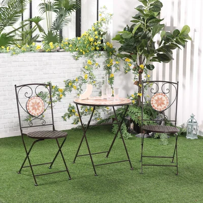 The Range 3 Pcs Patio Bistro Set Mosaic Floral - Yellow