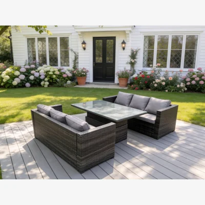 The Range Garden Furniture Set Adjustable Rising Lifting Dining Table - Dark Grey Mixed