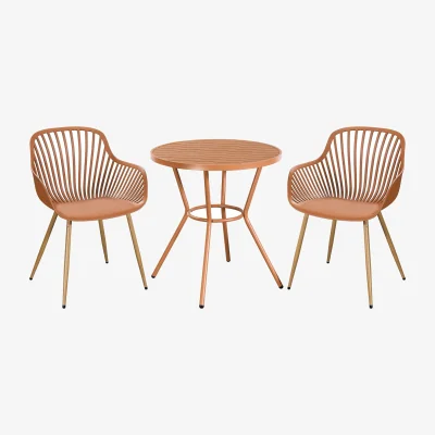 The Range 3 Piece Round Garden Bistro Set Includes Pair of Sunray Armchairs and Table - Terracotta