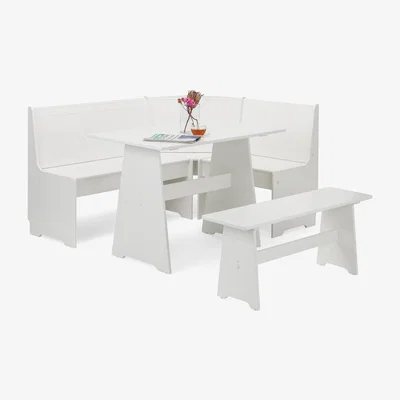 The Range Newport Corner Dining Set With Storage Bench - Surf White - Surf White