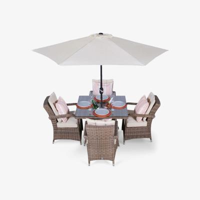 The Range Arizona Signature Weave Square 4 Seat Rattan Dining Set with Drinks Cooler - Brown