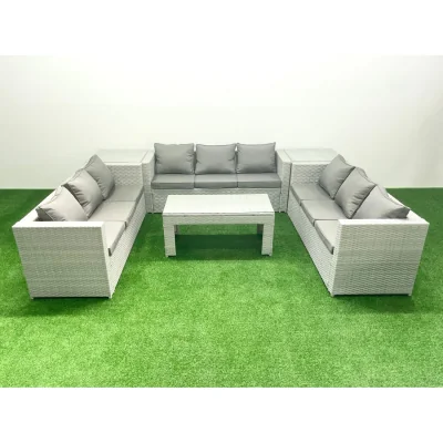 The Range Fimous 9-Seater Rattan Garden Furniture Set Light Grey Mixed - Light Grey Mixed