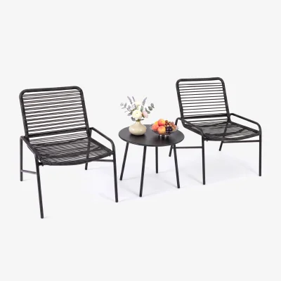 The Range Outdoor Wicker Patio Conversation Bistro Set - Black