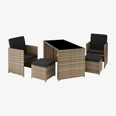 The Range Rattan Furniture Set Palermo (2 Chairs, 2 Stools 1 Table) - Nature