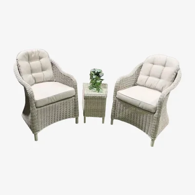 The Range Abrihome Garden Rattan Bistro Set, 2 Seats with Side Table, Grey - Grey