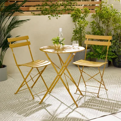 The Range Cabo Outdoor Garden Patio 2 Seat Bistro Set - Mustard