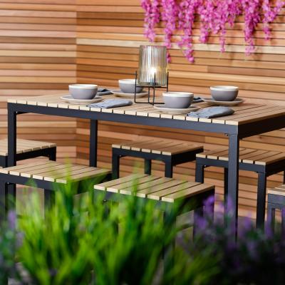 The Range Polywood and Extrusion Aluminium 6 Seater Bar Style Dining Set - Black, Grey