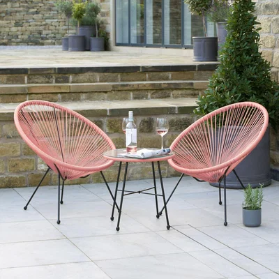 The Range PU Rio 3 Piece Bistro Set - Pink