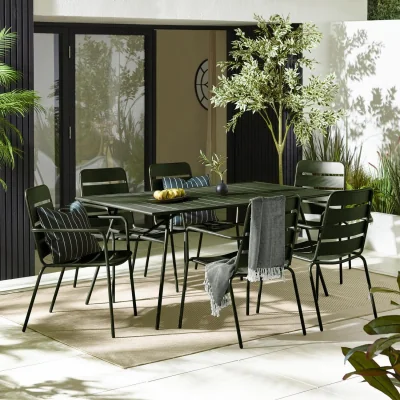 The Range Leros Metal 6 Seat Garden Dining Set - Green