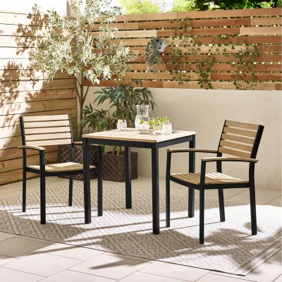 The Range Malva Outdoor 2 seat Dining Set Wood (Teak) and Black - Black