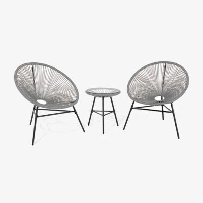 The Range Suntime Grey Rattan String Bistro Set - Silver