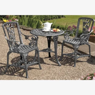 The Range Three Piece Rose Bistro Set - Pewter