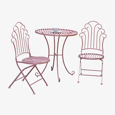 The Range Glam Haus Foldable Patio Balcony Bistro Furniture - Sicily Pink - Pink