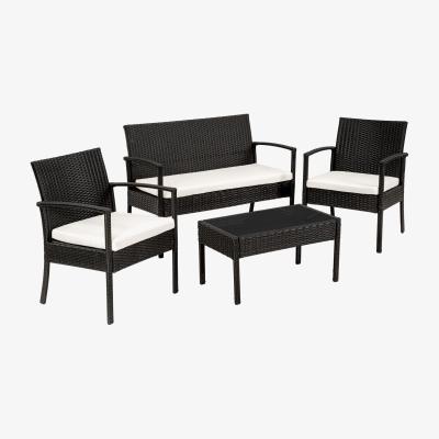 The Range Rattan Garden Furniture Set Sparta 4 Seat 1 Table - Black