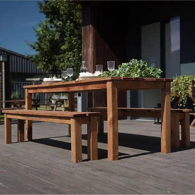 The Range Banket Wooden Garden Dining Set 6 Seater - Brown