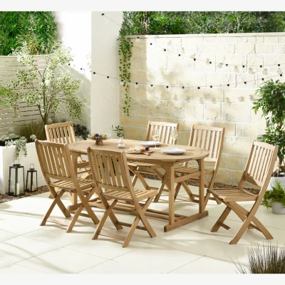 The Range Hamburg 6 Seat Extending Table Garden Dining Set - Natural