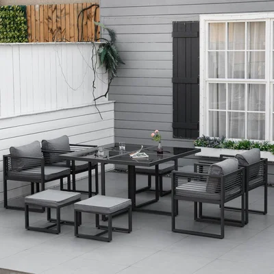 The Range 9 Piece Garden Dining Cube Set - Grey