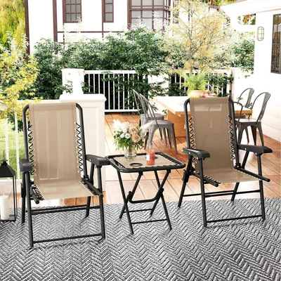The Range Outsunny 3 Pieces Folding Bistro Set Garden Furniture Sets - Khaki