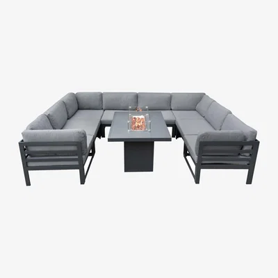 The Range Modular Garden Furniture Set With Fire Pit - Grey