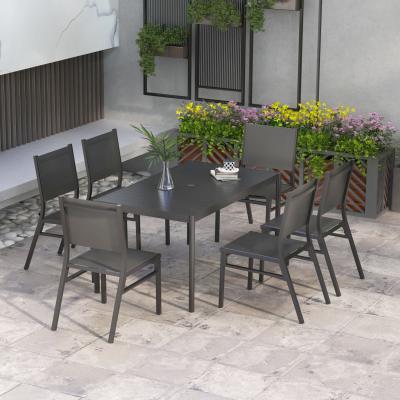 The Range 7 Piece Garden Dining Set with Breathable Mesh Seat Aluminium Top - Grey