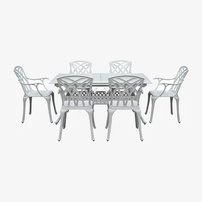 The Range Cast Aluminium 6 seater Set With Rectangular Extendable Table - White