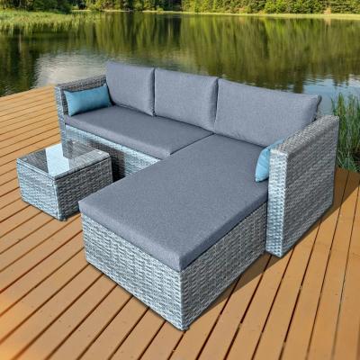 The Range Oseasons Hampton KD Rattan 3 Seat Chaise Lounge Set - Grey
