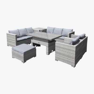 The Range Malta XS Rattan 9 Seat Rising Table Set - Dove Grey