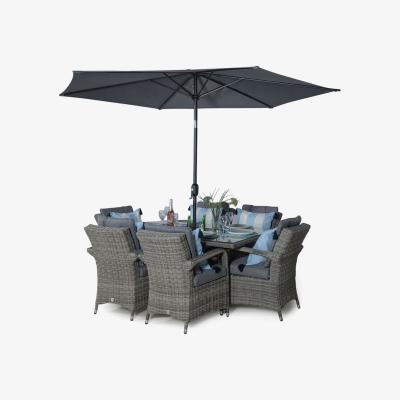 The Range Arizona Signature Weave Rectangle 6 Seat Rattan Dining Set with Ice Bucket - Grey