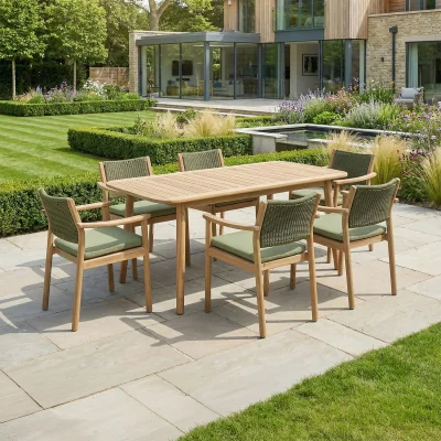 The Range Tetbury 6 Seat Rectangular Garden Dining Set - Brown