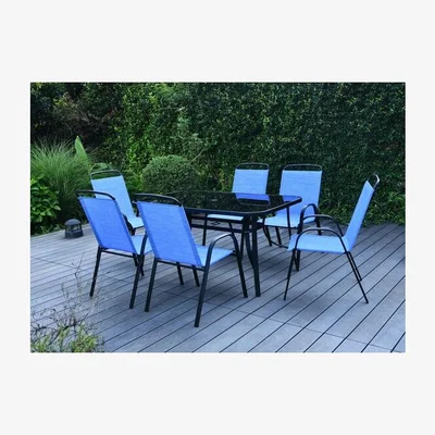 The Range Palma 7 Piece Patio Dining Set - Blue